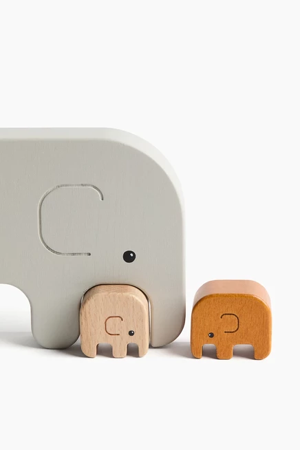 Wooden Nesting Puzzle light gray/elephants