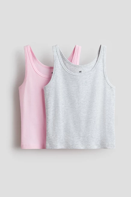 Детские майки H&M, 2 шт., розовые/светло-серые