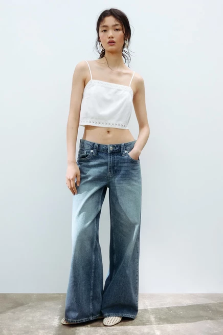 Женские джинсы H&M Baggy Wide с низкой посадкой, синие