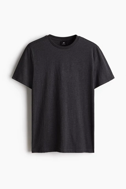 Мужская футболка H&M прямого кроя, черный меланж
