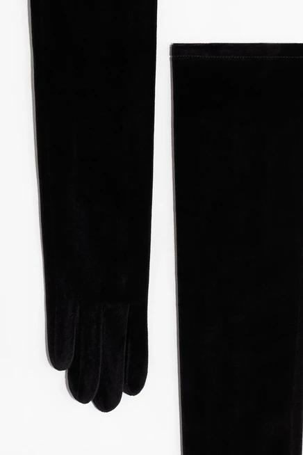Длинные велюровые перчатки black