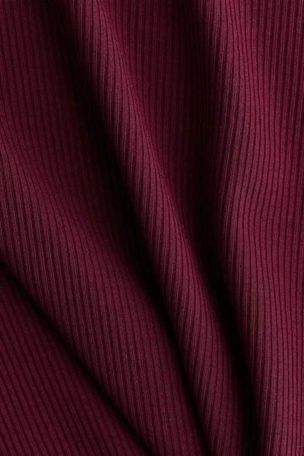 Rib-Knit Boat-Neck Top burgundy