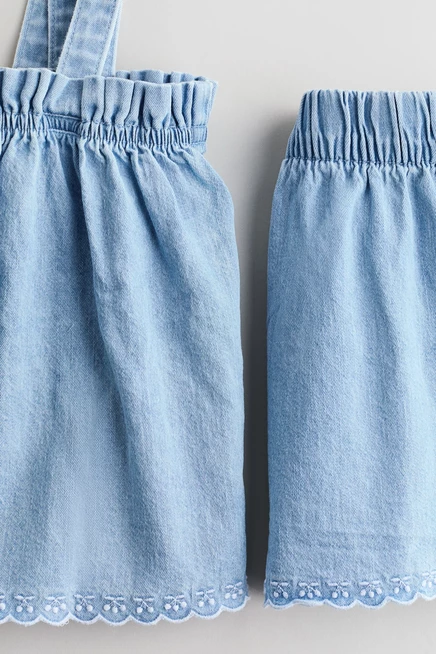 Детский джинсовый комплект H&M, светло-голубой