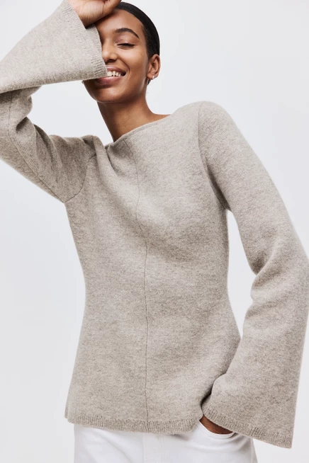 Шерстяной топ с баской light beige melange