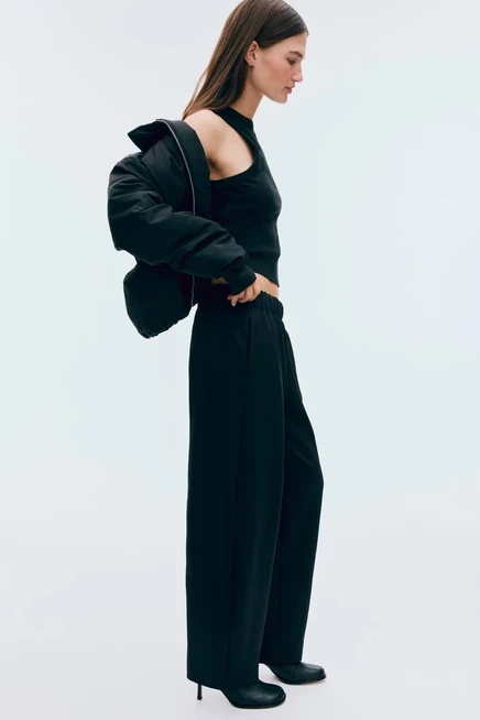 Женские брюки H&M Ponte клеш, черные