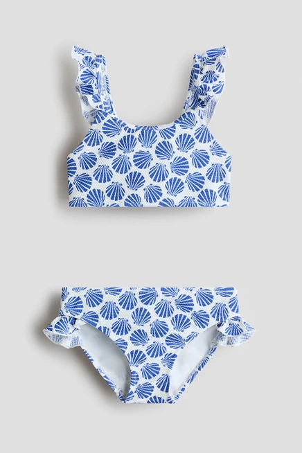 Textured Two-Piece Swimsuit white/blue