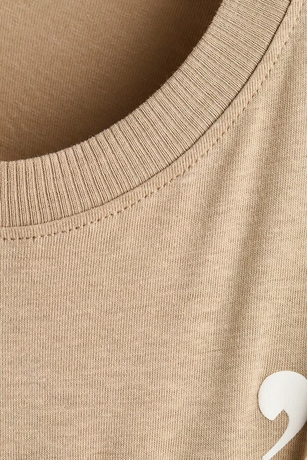 Cotton T-Shirt with Printed Motif beige/mom's bestie