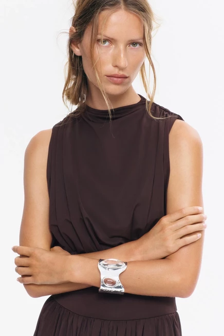 Женское платье H&M с драпировкой, темно-коричневое