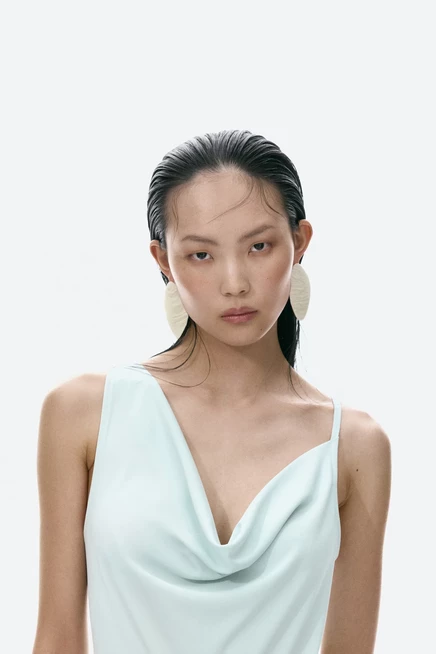 Женское платье H&M с драпировкой, светло-бирюзовое
