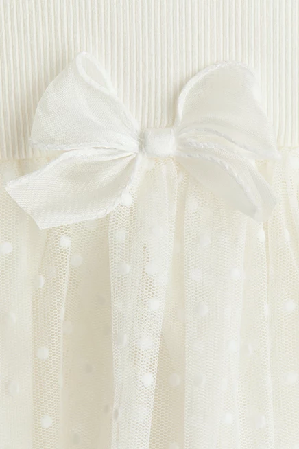 Jersey Dress with Tulle Skirt white