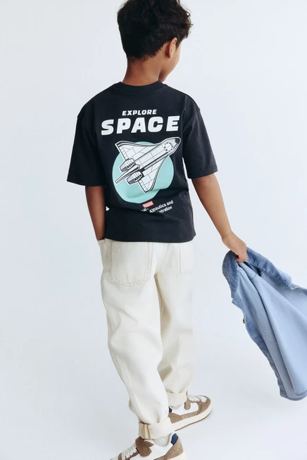Детская футболка H&M с принтом NASA, черная