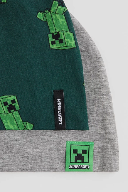 Детские шапки H&M 2 шт., серый меланж/Minecraft