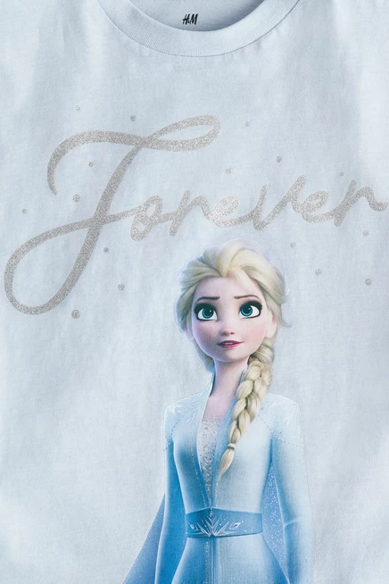 Детская футболка H&M хлопковая с принтом «Frozen», голубая
