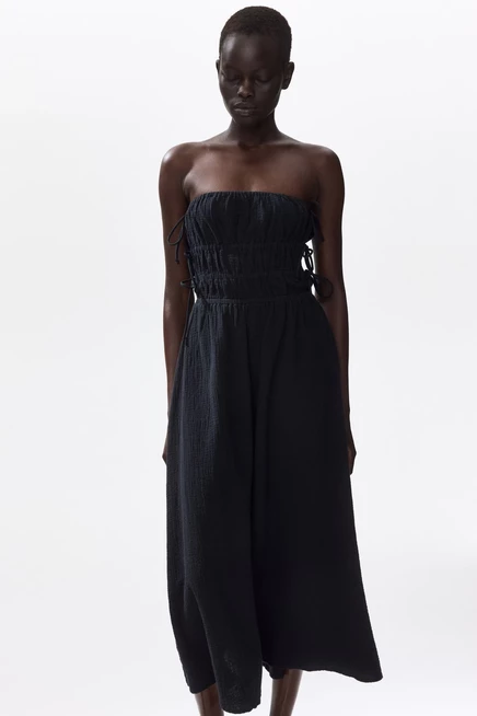 Женское платье-бандо H&M миди, черное