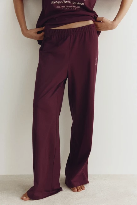 Printed Cotton Pajamas burgundy/the blooming maison