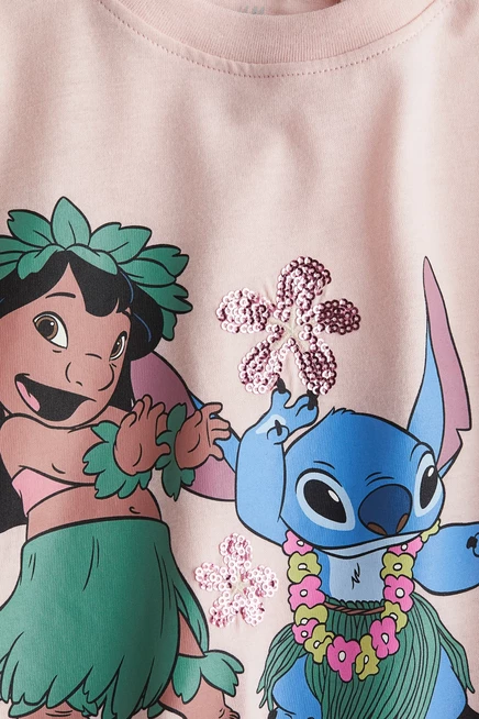 Хлопчатобумажная футболка с принтом pink/lilo & stitch