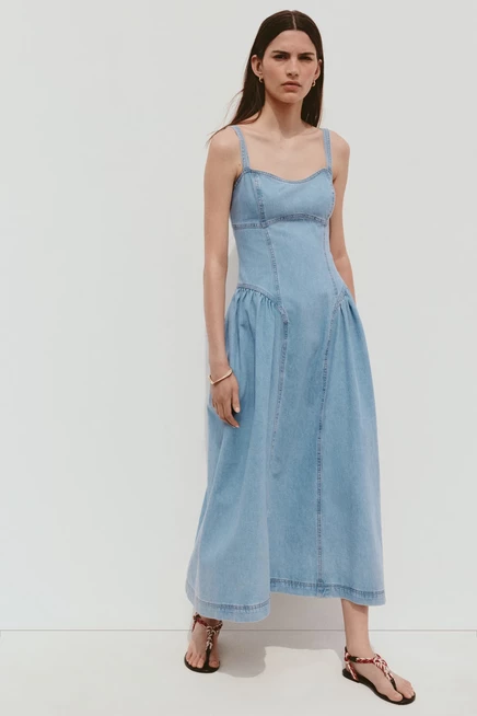 Женское платье H&M из денима, светло-голубое