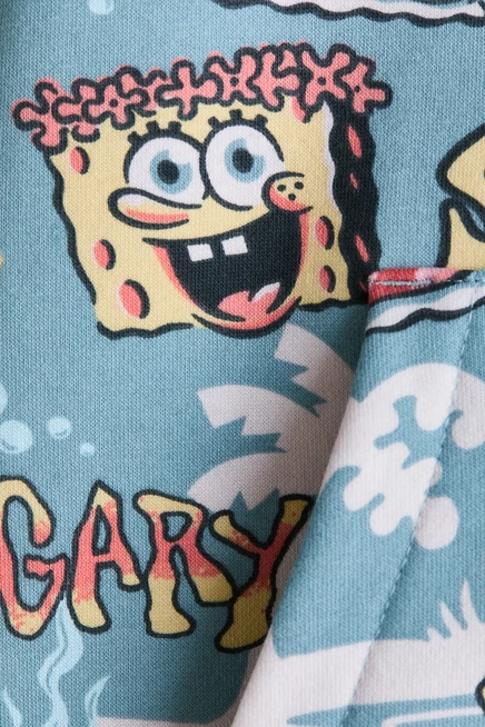 Детское худи H&M с принтом SpongeBob, бирюзовое