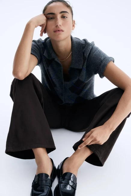 Женские джинсы H&M Harper широкие, тёмно-коричневые