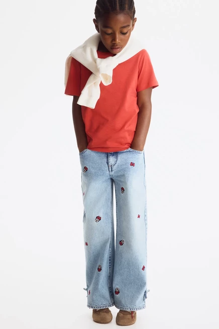 Детские широкие джинсы H&M Minnie Mouse, голубые