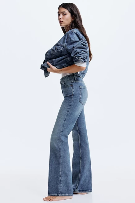 Женские джинсы H&M клеш с высокой талией, джинсовые