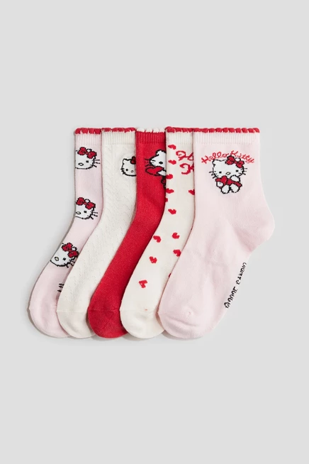 Детские носки H&M 5 шт. с принтом Hello Kitty, красные