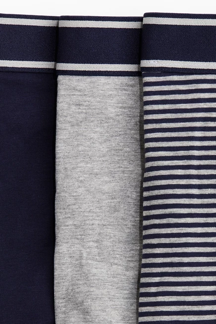 Боксерские трусы средней длины из 3-х упаковок gray melange/navy blue striped