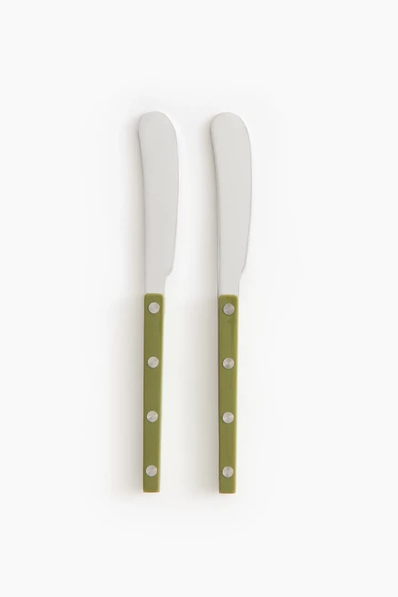 2-Pack Stainless Steel Butter Knives green