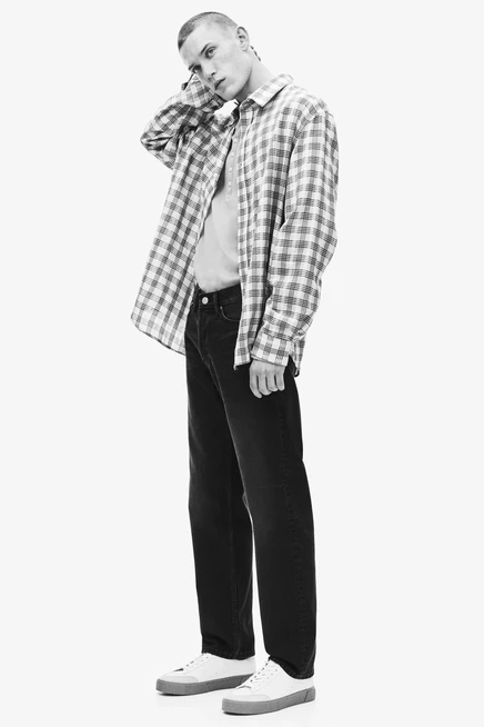 Мужские джинсы H&M прямые Original, стирaный черный