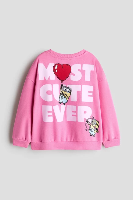 Oversized Printed Sweatshirt pink/minions