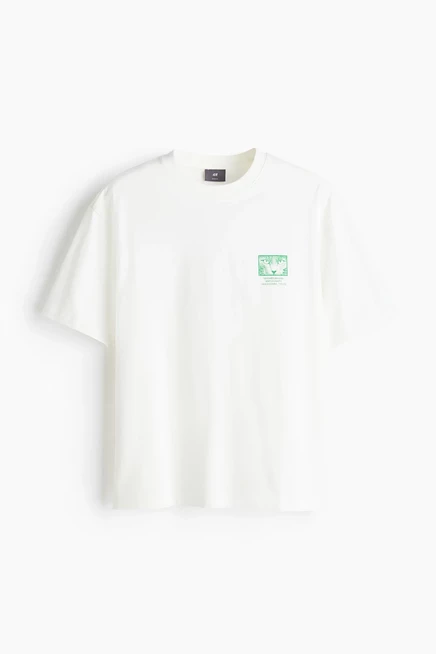 Мужская футболка H&M с принтом, белая