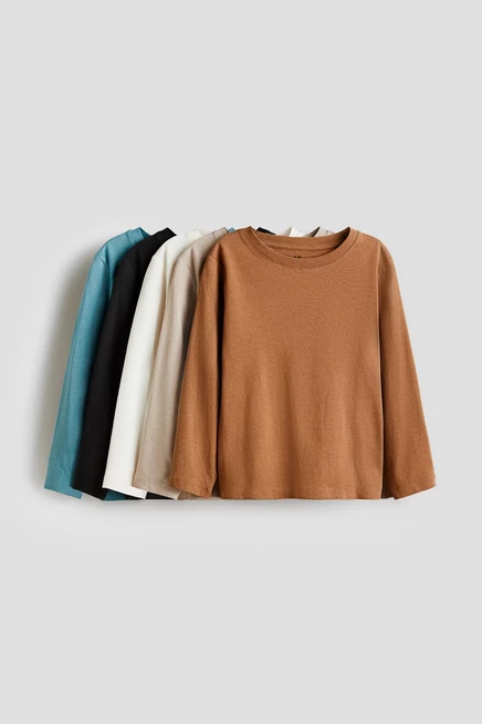 Детские лонгсливы H&M, 5 шт., бежевые и бирюзовые