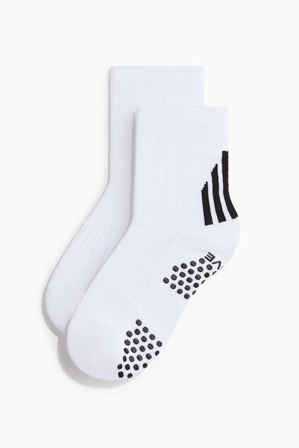2-Pack Soccer Socks with Grip Soles black/white