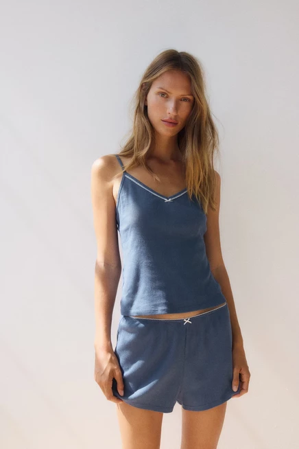 Женская пижама H&M из джерси, темно-синяя