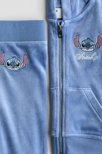 Велюровый комплект с вышивкой из 2 предметов blue/lilo & stitch