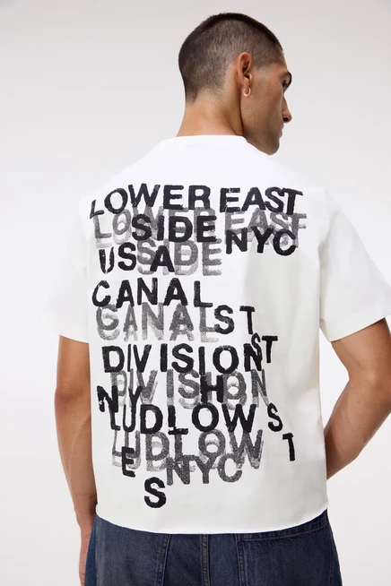 Мужская футболка H&M с принтом Lower East Side, белая