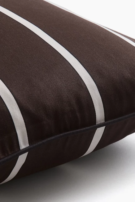 Cotton Satin Cushion Cover dark brown/striped
