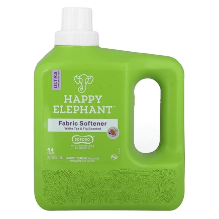 Happy Elephant, Кондиционер для белья, белый чай и инжир, 1,89 л (64 жидк. Унции)