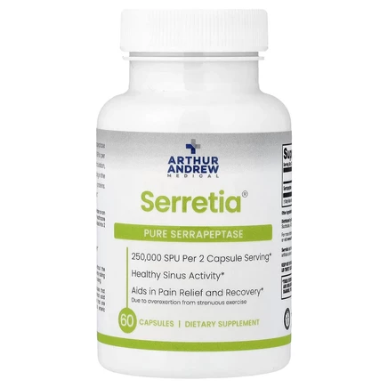 Arthur Andrew Medical, Serretia®, 60 капсул (12 5000 SPU в 1 капсуле)