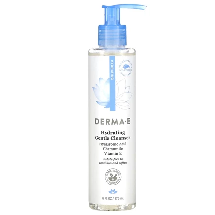 DERMA E, Мягкое увлажняющее средство для очищения кожи с гиалуроновой кислотой, 175 мл (6 жидк. унций)
