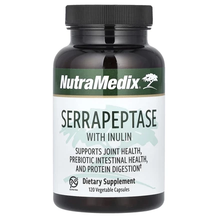 NutraMedix, Серрапептаза с инулином, 120 растительных капсул