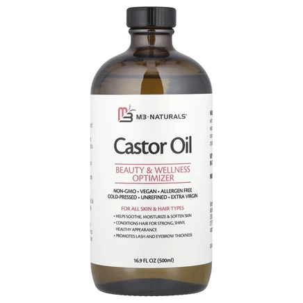 M3 Naturals, Касторовое масло + обертывание для тела, 500 мл (16,9 жидк. Унции)