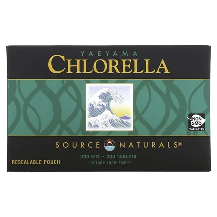 Source Naturals, Yaeyama Chlorella®, многоразовый пакетик, 200 мг, 300 таблеток (20 мг в каждой таблетке)