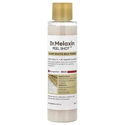 Dr.Melaxin, Peel Shot, тоник с белым рисом для сияния кожи, для всех типов кожи, 200 мл (6,76 жидк. унции)