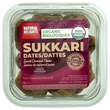 Natural Delights, органические финики суккари, 198 г (7 унций)