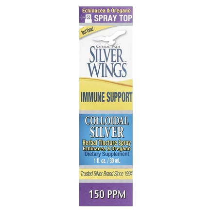 Natural Path Silver Wings, коллоидное серебро, травяная настойка, спрей, 150 част./млн, 30 мл (1 жидк. унция) (150 част./млн в 15 распылениях)