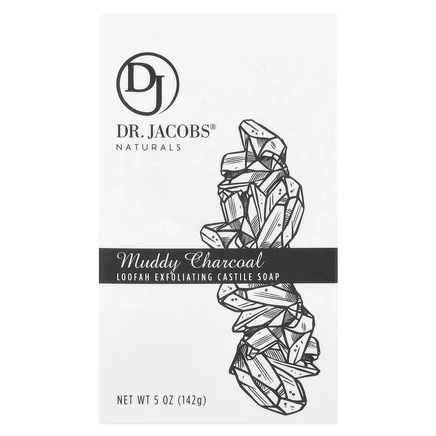 Dr. Jacobs Naturals, Отшелушивающее кастильское мыло с люфой, мутный древесный уголь, 142 г (5 унций)