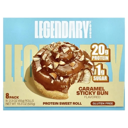 Legendary Foods, Protein Sweet Roll, липкая булочка с карамелью, 8 пакетиков по 65 г (2,3 унции)