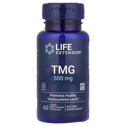 Life Extension, ТМГ, 1000 мг, 60 вегетарианских капсул с жидкостью (500 мг в 1 капсуле)