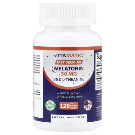 Vitamatic, мелатонин, натуральные ягоды, 120 быстрорастворимых таблеток